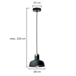 Luminosa Lighting Luminosa Faun Bar Pendant Ceiling Light Black, Gold 1X E27 - thumbnail 3