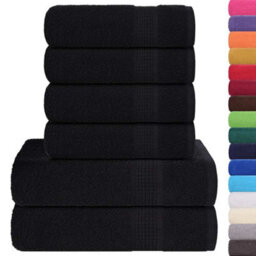 Berkfield Durable 6 Piece Towel Set Black 360 Gsm 100% Cotton