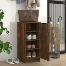 Berkfield Shoe Cabinet Smoked Oak 30X35X70 Cm Engineered Wood - thumbnail 3