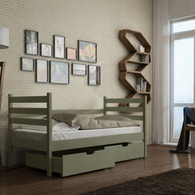 Arte Melani Olive 90 X 190Cm Single Bed With Storage - Foam Mattress Included - image 1