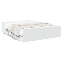 Berkfield Bed Frame With Drawers Without Mattress White 150X200 Cm King Size - thumbnail 2