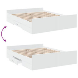 Berkfield Bed Frame With Drawers Without Mattress White 150X200 Cm King Size - thumbnail 7