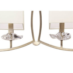 Luminosa Lighting Luminosa Akira Linear Pendant 2 Arm 6 Light E14, Antique Brass With Cream Shades - thumbnail 5
