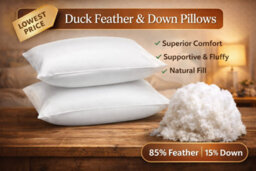 ARLinens Pack Of 4 Duck Feather & Down Pillows Extra Filled Anti-Allergy Plump Bed Pillows With 100% Cotton Cover - thumbnail 6