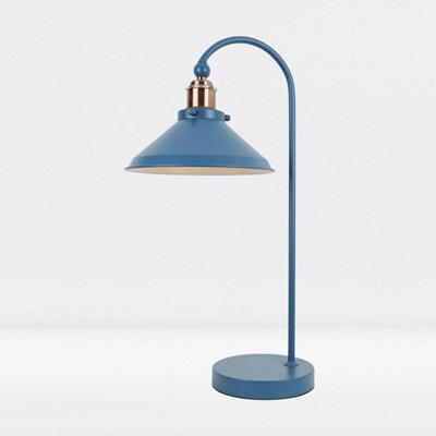 First Choice Lighting Maxwell Mirage Blue Brushed Copper Task Table Lamp - image 1