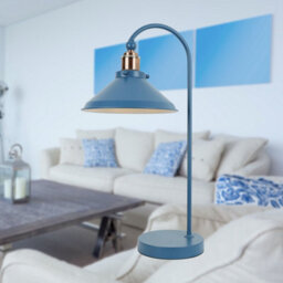 First Choice Lighting Maxwell Mirage Blue Brushed Copper Task Table Lamp - thumbnail 5