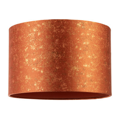 Happy Homewares Rustic Orange Jacquard Fabric Lamp Shade With Gold Foil Fleck Accents - image 1