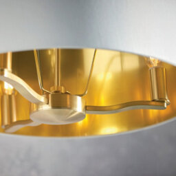 Luminosa Lighting Luminosa Harvey 3 Light Ceiling Pendant Satin Brushed Gold, Vintage White Silk Effect, E14 - thumbnail 5