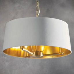 Luminosa Lighting Luminosa Harvey 3 Light Ceiling Pendant Satin Brushed Gold, Vintage White Silk Effect, E14 - thumbnail 4