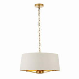 Luminosa Lighting Luminosa Harvey 3 Light Ceiling Pendant Satin Brushed Gold, Vintage White Silk Effect, E14 - thumbnail 6