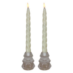 Set Of 2 Small Christmas Tree Candle Holders - Winter Ice - thumbnail 1