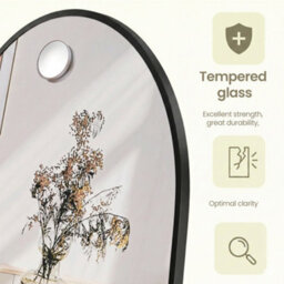 LEDREM Arched Full-Length Standing Mirror With Magnifying Mirror, Tempered Glass, 160 X 50 Cm, Black - thumbnail 7