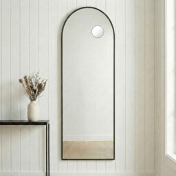 LEDREM Arched Full-Length Standing Mirror With Magnifying Mirror, Tempered Glass, 160 X 50 Cm, Black - thumbnail 6