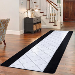 Smart Living Carmela Heavy Duty Machine Washable Hallway Kitchen Non Slip Door Mat - 60Cm X 110Cm - Black Grey - thumbnail 1