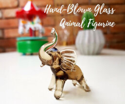Novecrafto Handcrafted Dark Glass Elephant Figurine For Elegant Home Decor - thumbnail 1