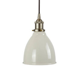Clay White Classic Small Pantry Metal Painted Dome Pendant Light With Brushed Chrome Lamp Holder And Black Round Cable - Se Home