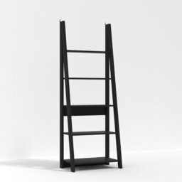 LPD Tiva Black Ladder Bookcase - Sleek Leaning Design With 5-Tier Shelving For Modern Storage W 64 X L 38.6 X H 175.4 Cm - thumbnail 1
