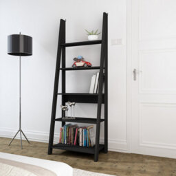 LPD Tiva Black Ladder Bookcase - Sleek Leaning Design With 5-Tier Shelving For Modern Storage W 64 X L 38.6 X H 175.4 Cm - thumbnail 5