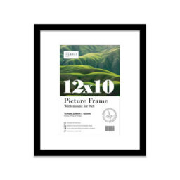 "12X10"" Black Frame With Mount For 9X6"" Pictures 20mm Thin Edge Portrait And Landscape Display With Wall Hooks And Kickstand" - thumbnail 1