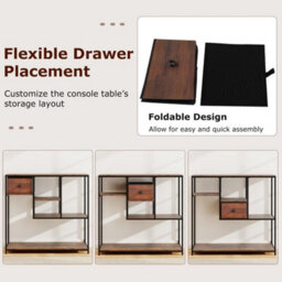 100Cm Console Table Behind Sofa Couch Table W/ Storage - thumbnail 3