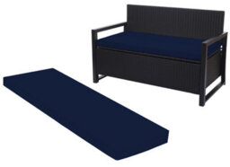 Crescent Waterproof Garden Bench Cushion Navy 2 Seater Outdoor Patio Seat Pad