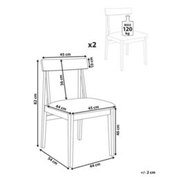 Beliani Set Of 2 Dining Chairs Isle Wood Brown/ Grey - thumbnail 3