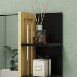 Homcom Bathroom Mirror Wall Mount Vanity Mirror With 4 Storage Shelves, Black - thumbnail 8