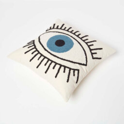 Homescapes Eye See You White Tufted Cotton Cushion 45 X 45 Cm - thumbnail 5