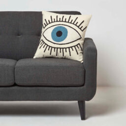 Homescapes Eye See You White Tufted Cotton Cushion 45 X 45 Cm - thumbnail 2
