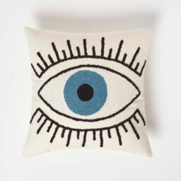 Homescapes Eye See You White Tufted Cotton Cushion 45 X 45 Cm - thumbnail 1