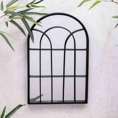Annibells Small Black Metal Arched Window Style Mirror (12451) - image 1