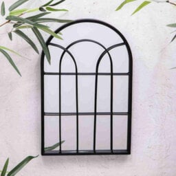 Annibells Small Black Metal Arched Window Style Mirror (12451) - thumbnail 1