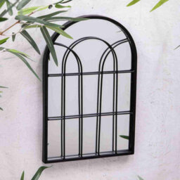 Annibells Small Black Metal Arched Window Style Mirror (12451) - thumbnail 2