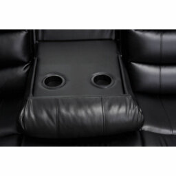 SquareBoxx Roma 5 Seater Leather Recliner Corner Sofa Set Black - thumbnail 7