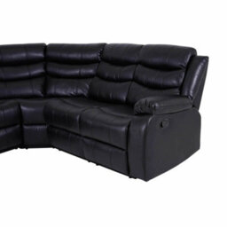 SquareBoxx Roma 5 Seater Leather Recliner Corner Sofa Set Black - thumbnail 6