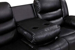SquareBoxx Roma 5 Seater Leather Recliner Corner Sofa Set Black - thumbnail 8