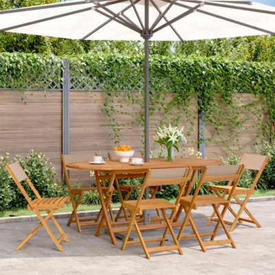 Berkfield Folding Garden Chairs 6 Pcs Taupe Fabric And Solid Wood - image 1