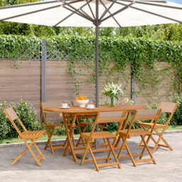 Berkfield Folding Garden Chairs 6 Pcs Taupe Fabric And Solid Wood - thumbnail 1