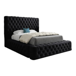 Grand Milan Pleated Upholstery Bed Frame - Black - thumbnail 5
