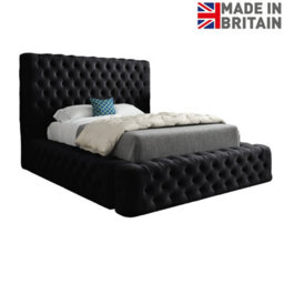 Grand Milan Pleated Upholstery Bed Frame - Black - thumbnail 6