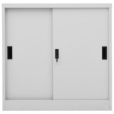 Berkfield Durable Office Cabinet With Sliding Door Light Grey 90X40X90 Cm Steel - image 1