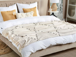 Beliani Blanket Uluyol Cotton 130 X 170 Cm Beige - thumbnail 2