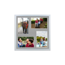 AK Frames 12X12 Silver Sleek Multi Photo Frame With Silver Mount - Holds 4 Apertures (4X) 6X4 Photos - thumbnail 1