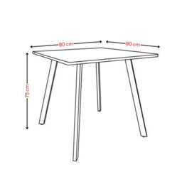 Urbn-Living Urbnliving 80Cm Rustic Oak Square Table With 4 Madison Blue Velvet Chairs  - thumbnail 9