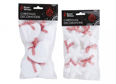 PMS Pack Of 6 6Cm Heart Or Star Christmas Decorations