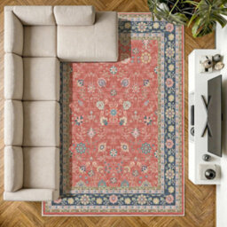 Decoranddecor Living Room Rugs, Area Rugs, Washable Rugs, 200X290Cm, Non-Slip, Pet Friendly, Low Pile, Persian Rug - Nara - thumbnail 1