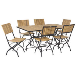 Beliani Lascari 6 Seater Garden Dining Set Light Brown Acacia Wood Folding - thumbnail 4