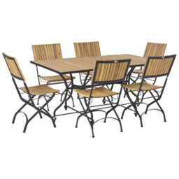 Beliani Lascari 6 Seater Garden Dining Set Light Brown Acacia Wood Folding