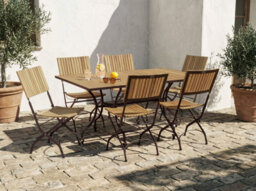 Beliani Lascari 6 Seater Garden Dining Set Light Brown Acacia Wood Folding - thumbnail 2