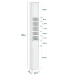 Sobuy Bzr160-W, Bathroom Tall Cabinet Cupboard Bathroom Cabinet Storage Cabinet,white,w20Xd20Xh180 - thumbnail 3